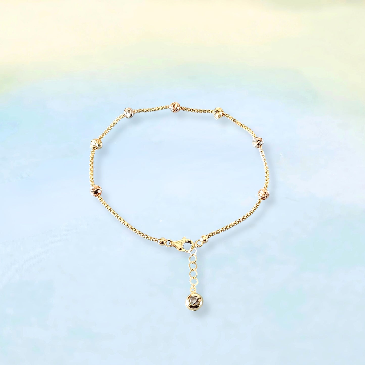 14K Tri-Color Bead Bracelet
