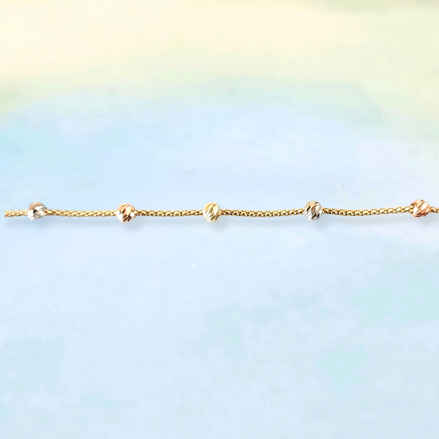 14K Tri-Color Bead Bracelet