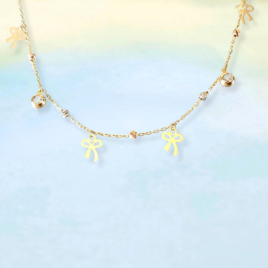 14k Bows & Beads Charm Necklace