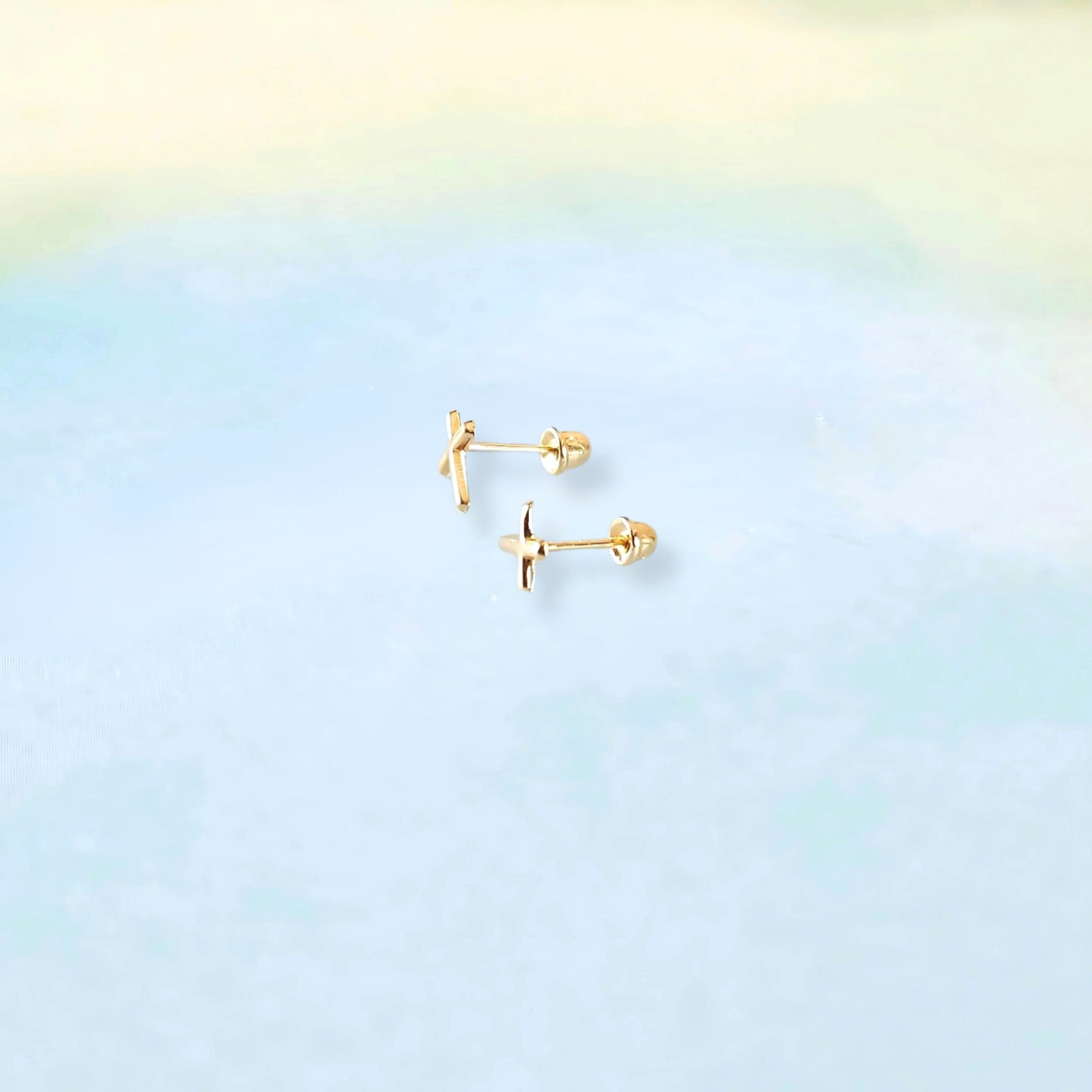 14k Cross Studs