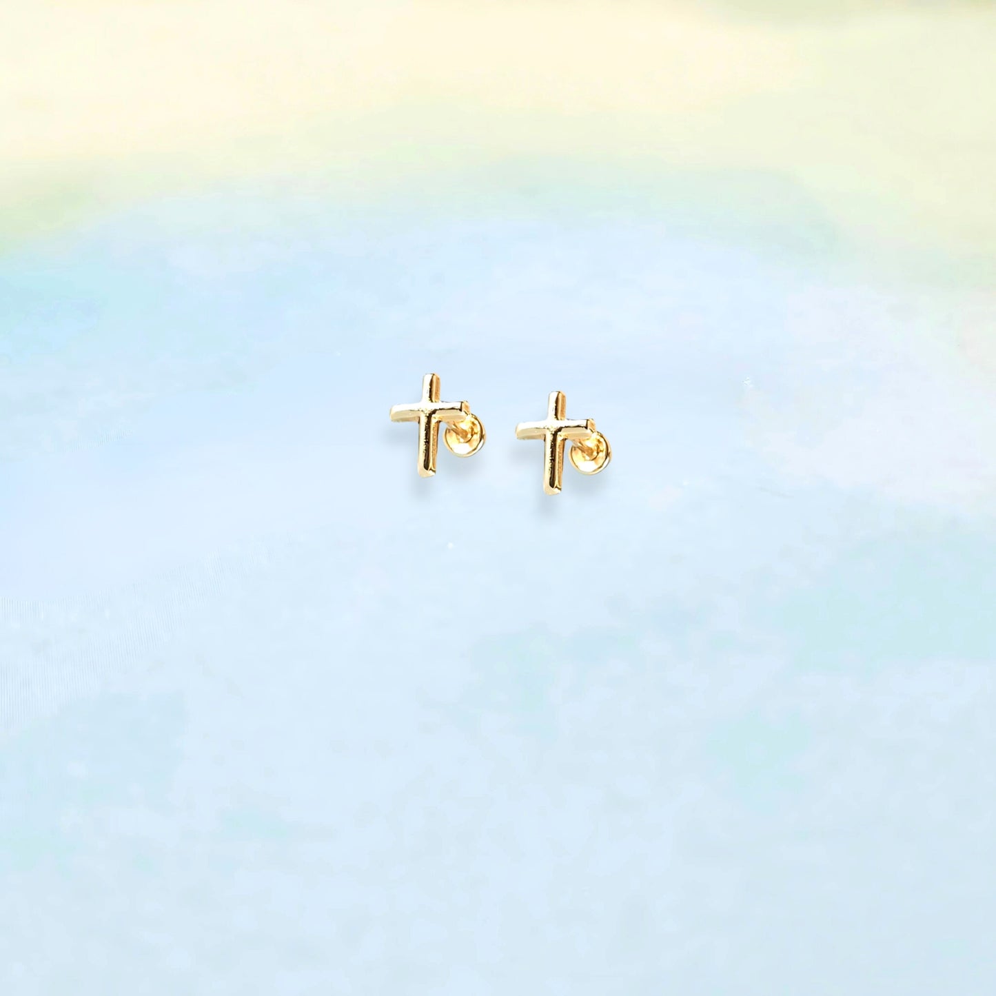 14k Cross Studs