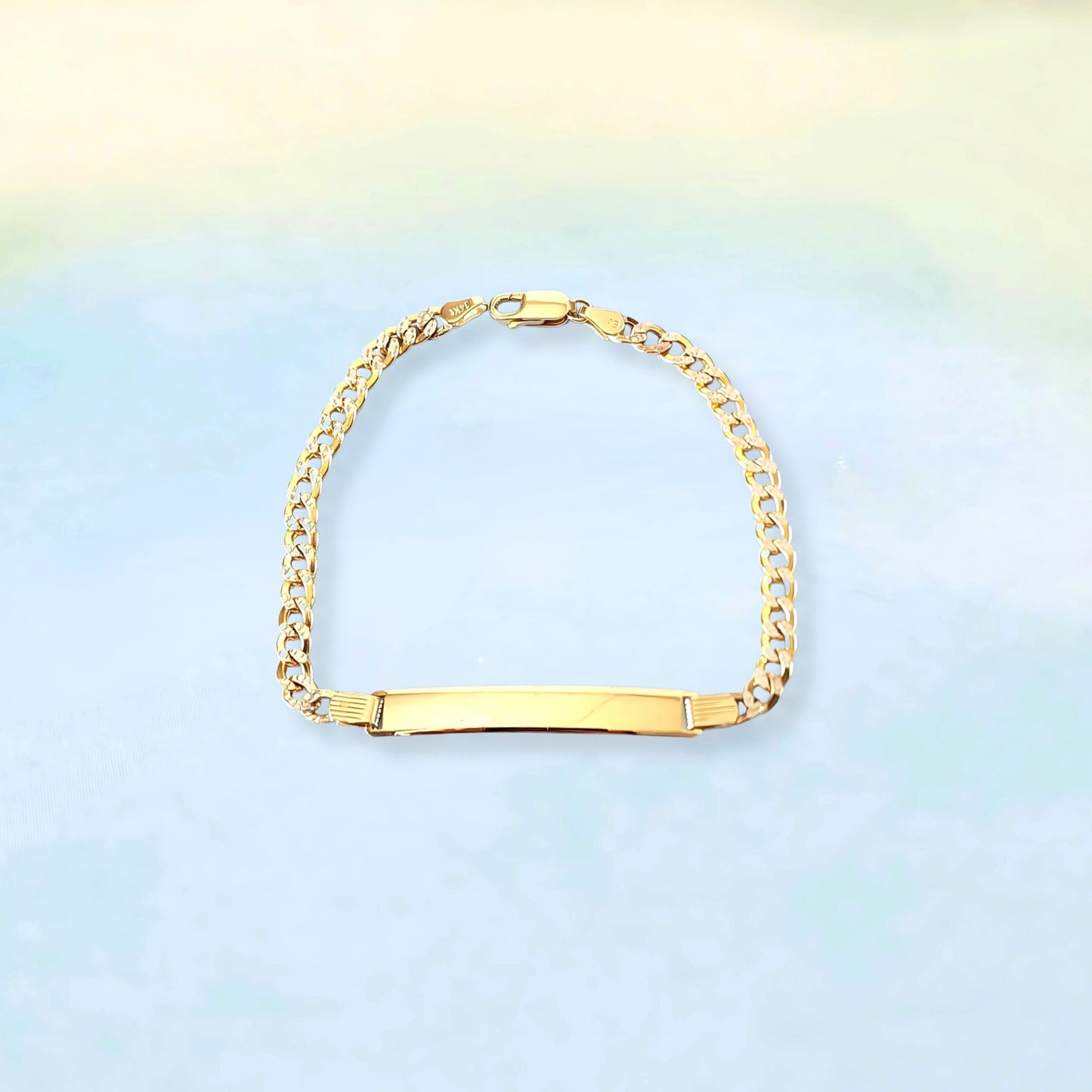 14k Solid ID Curb Bracelet (Custom)
