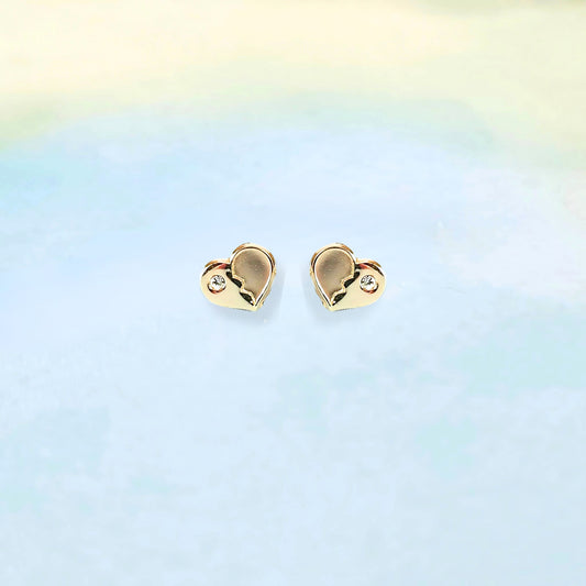 14k Broken Hearts Sparkle Stud
