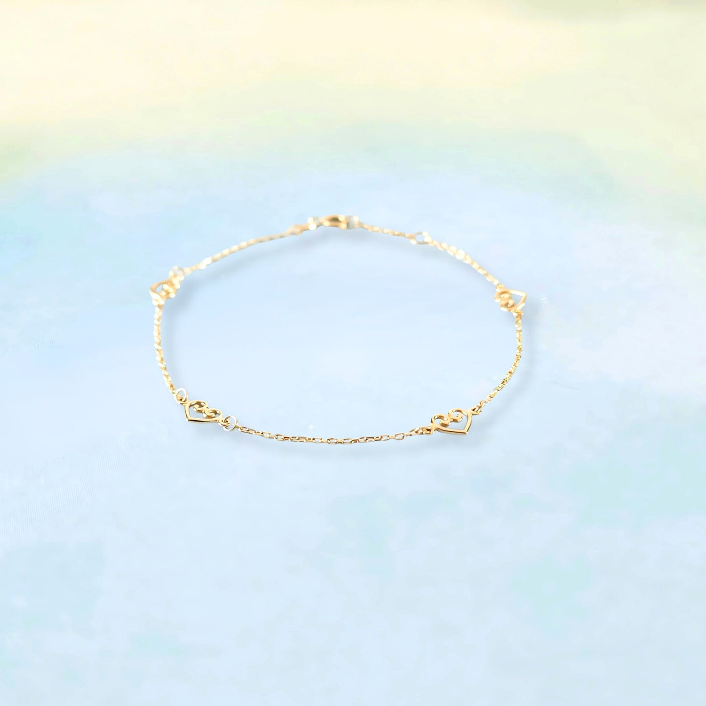 14k Dainty Hearts Bracelet