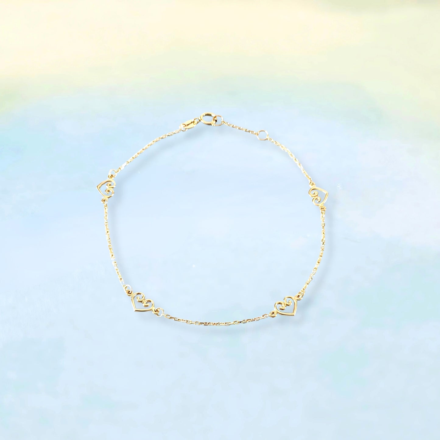 14k Dainty Hearts Bracelet