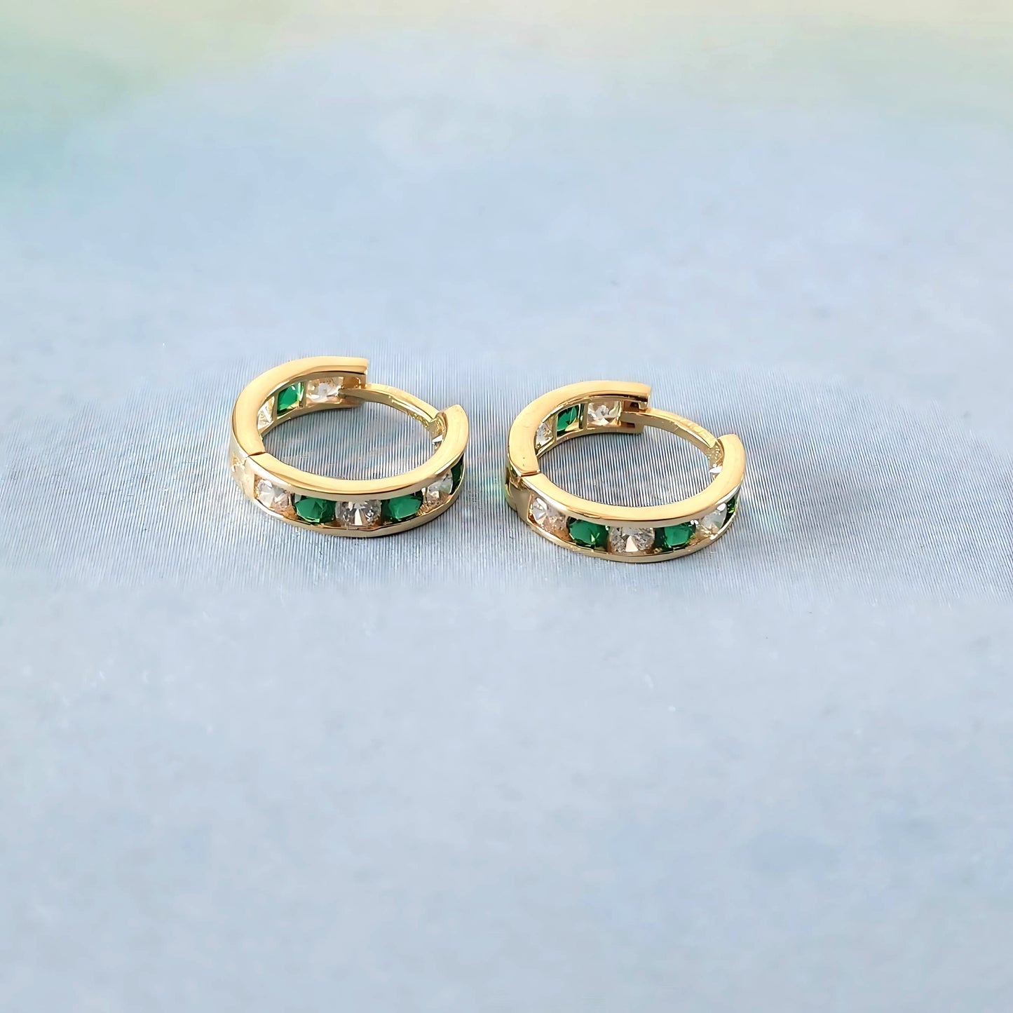 14k Huggies Green Accent