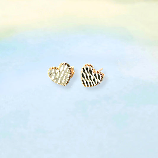 14k Heart of Gold Studs