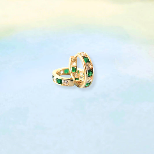 14k Gem Huggies