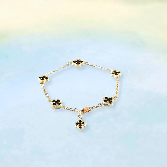 14k Onyx Clover Bracelet