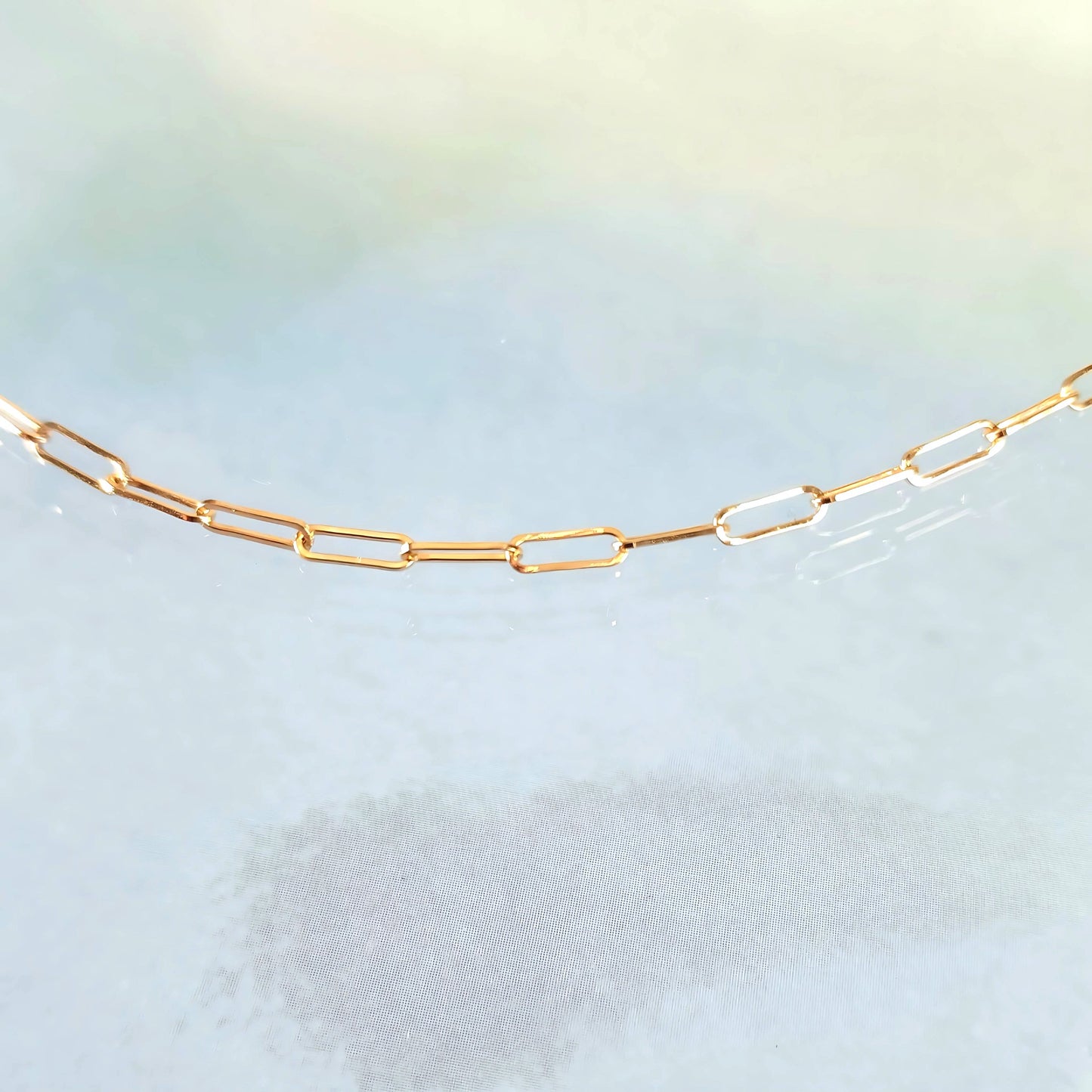 14k Dainty Paper Clip Necklace