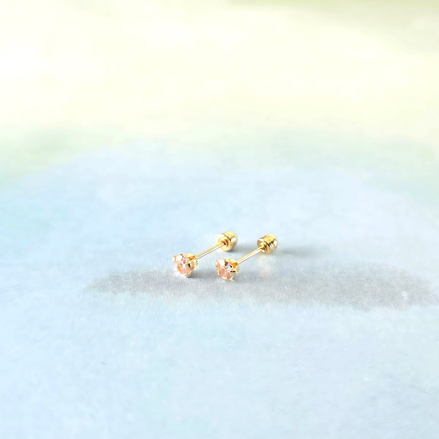 14k Pink Crystal Studs