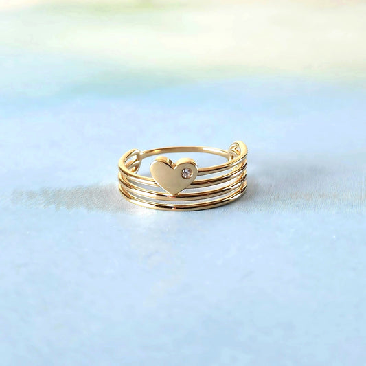 14k Spiral Heart Ring