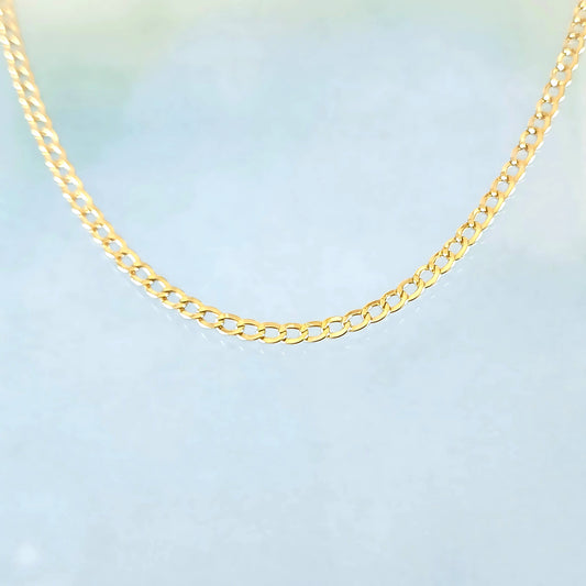 14k Solid Curb Necklace