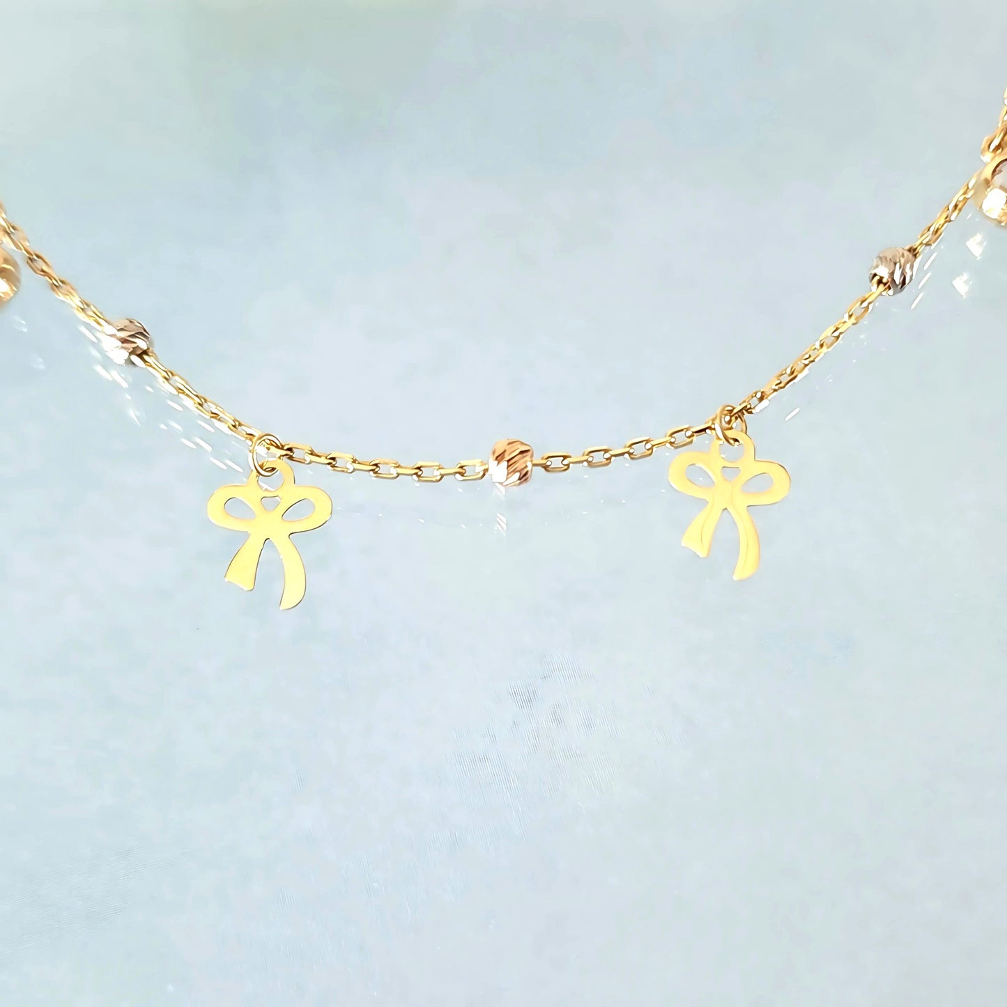 14k Bows & Beads Charm Necklace