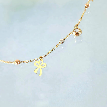 14k Bows & Beads Charm Necklace