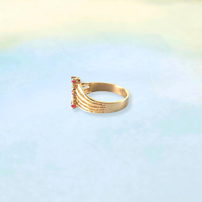 14k Five Gem & Open Spiral Ring