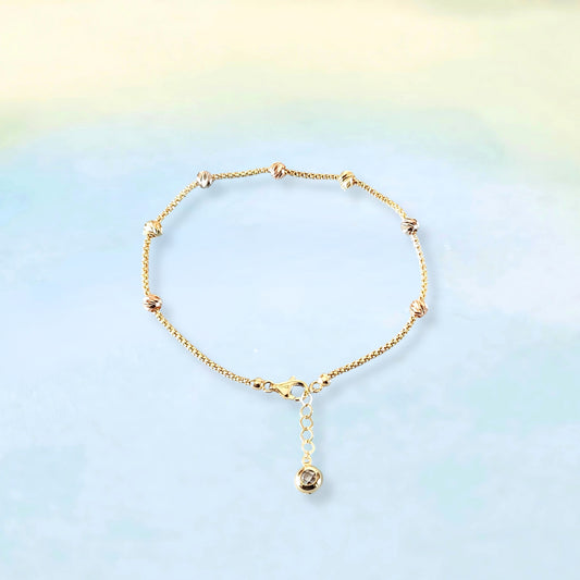 14K Tri-Color Bead Bracelet