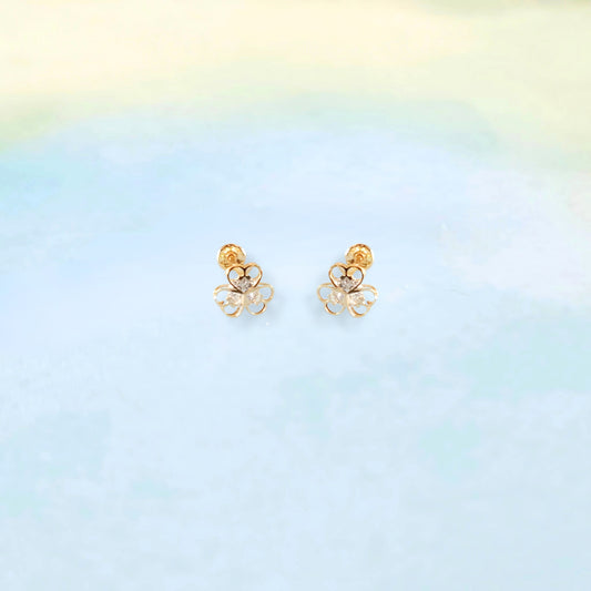 14k Clover Sparkle Studs
