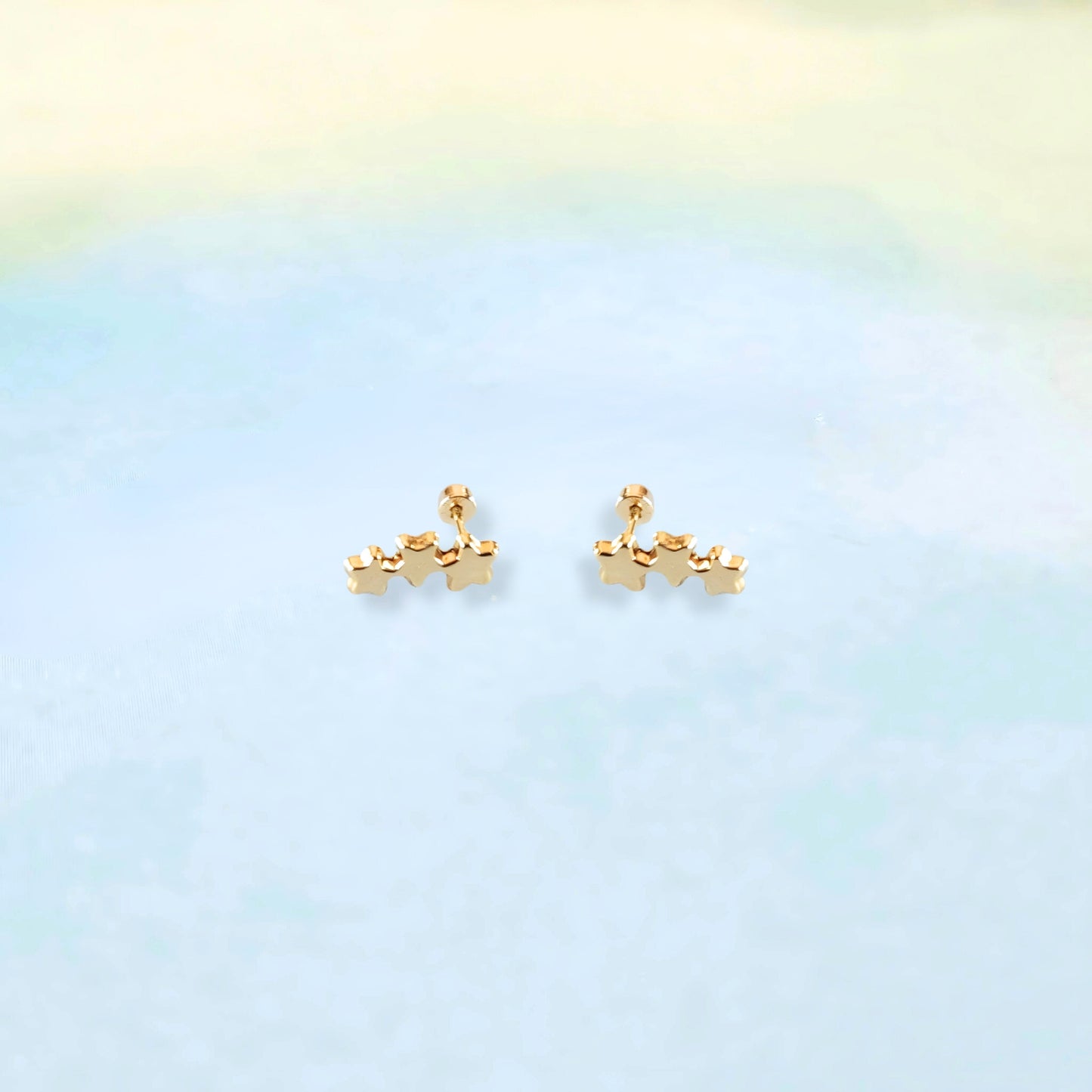 14k Three Star Studs