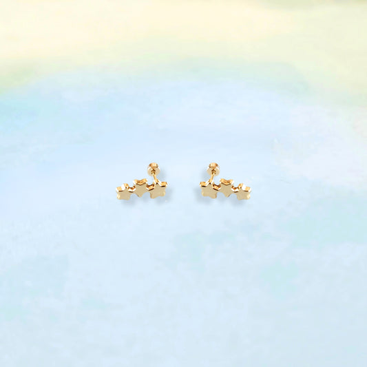 14k Three Star Studs