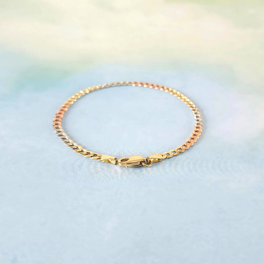 14K Curb Bracelet (Tri-Color)