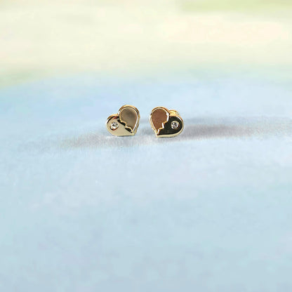 14k Broken Hearts Sparkle Stud