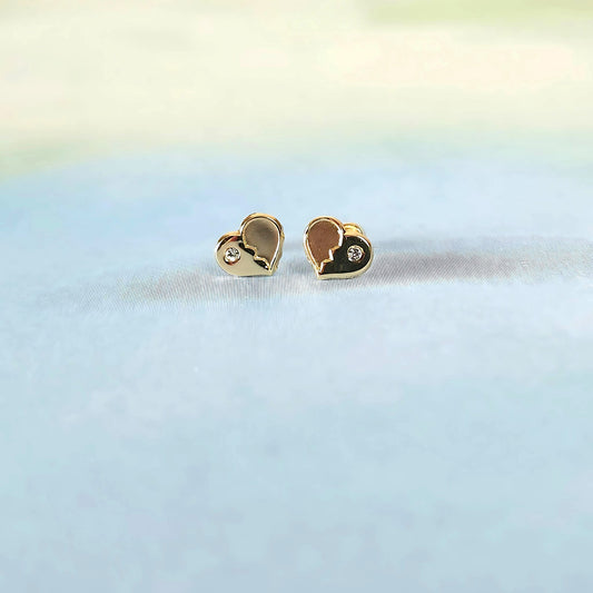 14k Broken Hearts Sparkle Stud