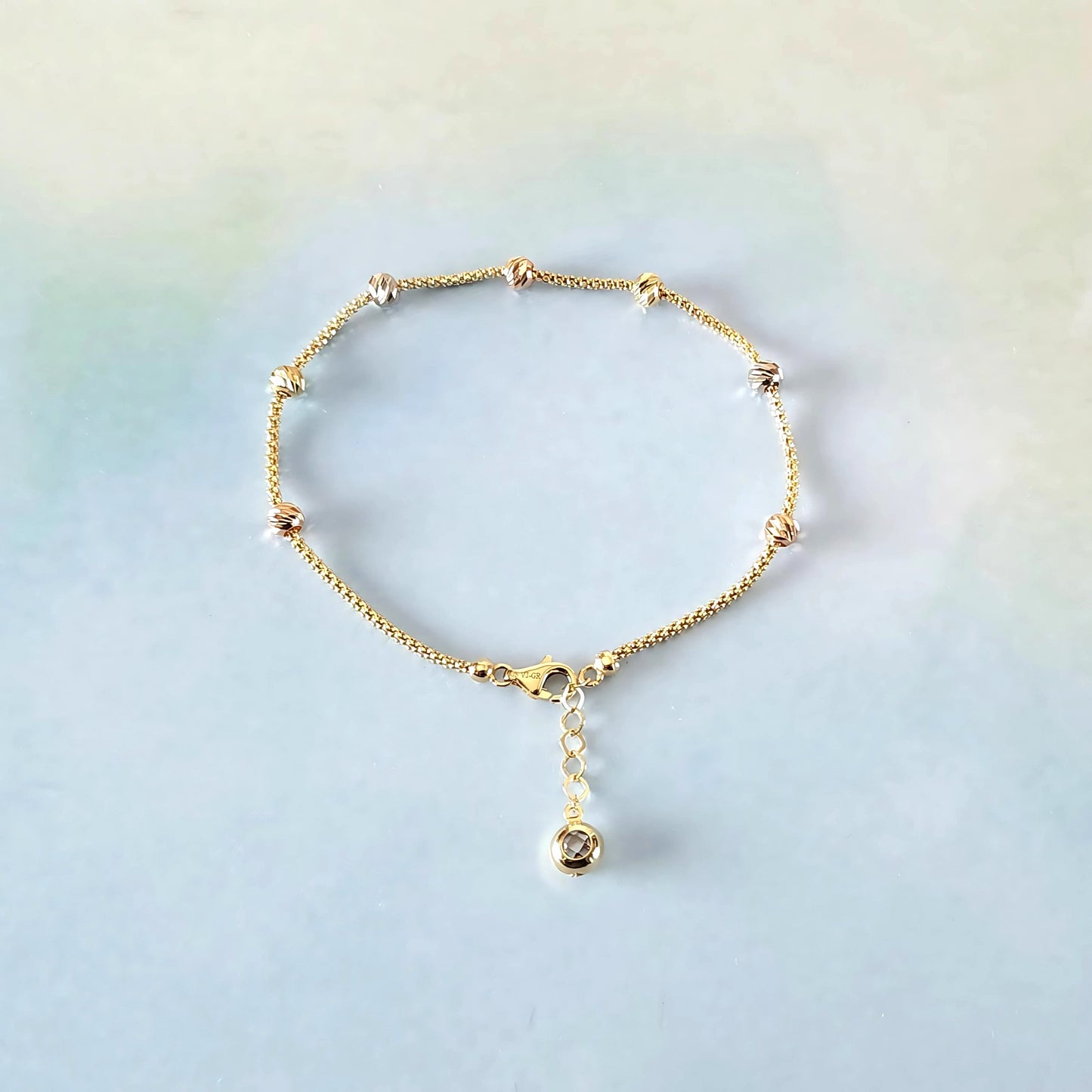 14K Tri-Color Bead Bracelet