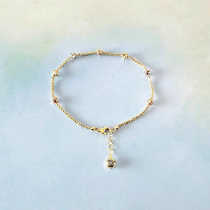 14K Tri-Color Bead Bracelet