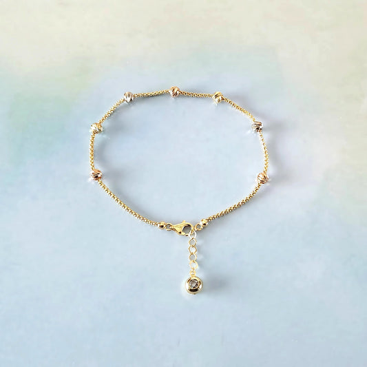 14K Tri-Color Bead Bracelet
