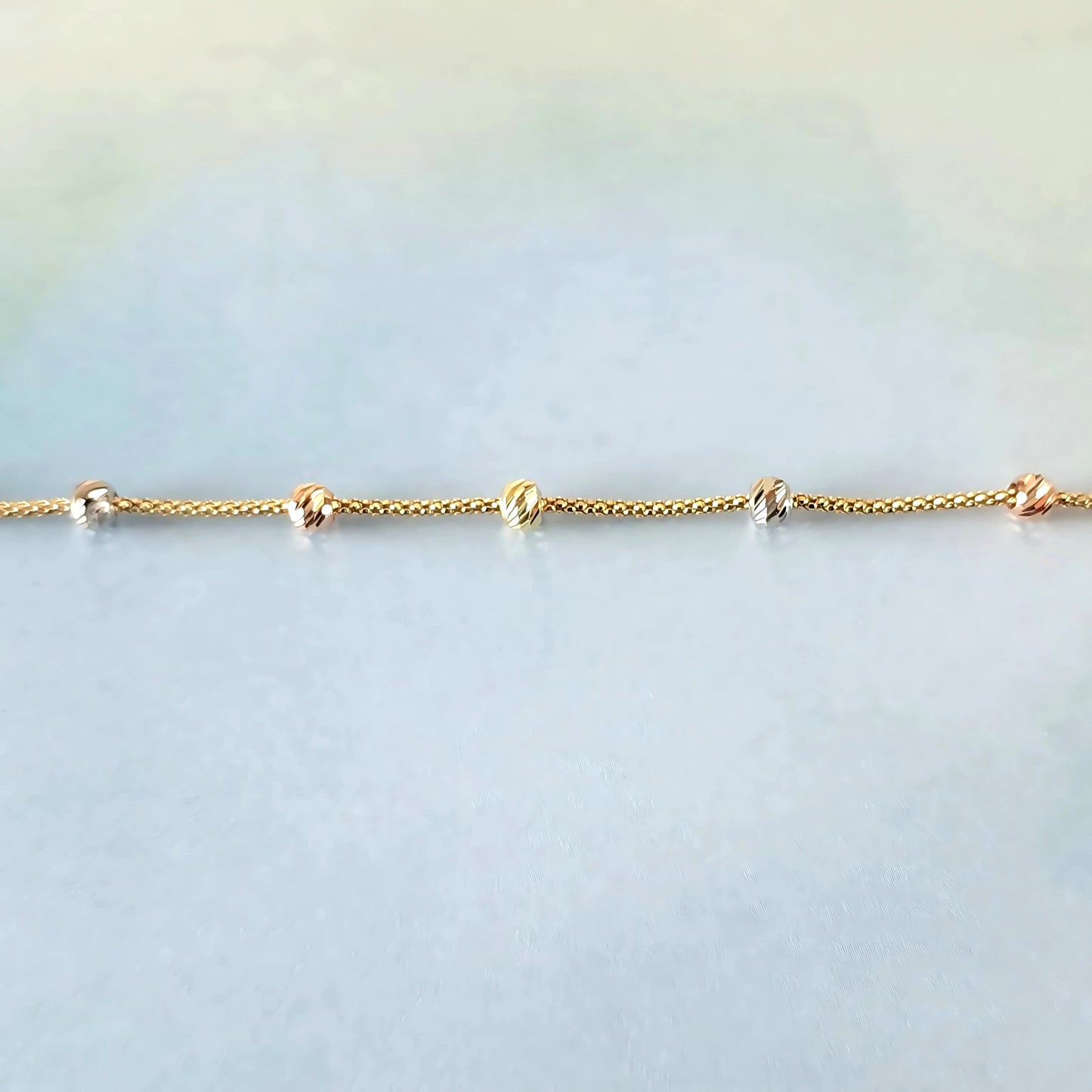 14K Tri-Color Bead Bracelet