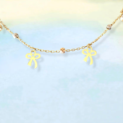 14k Bows & Beads Charm Necklace