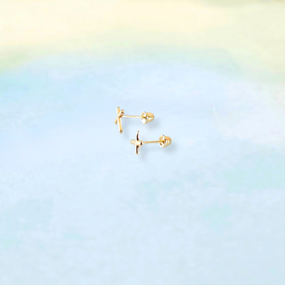 14k Cross Studs