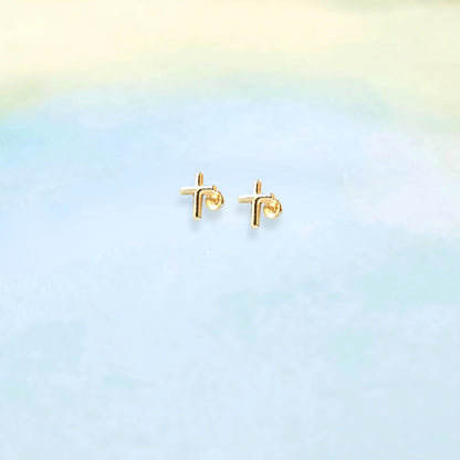 14k Cross Studs