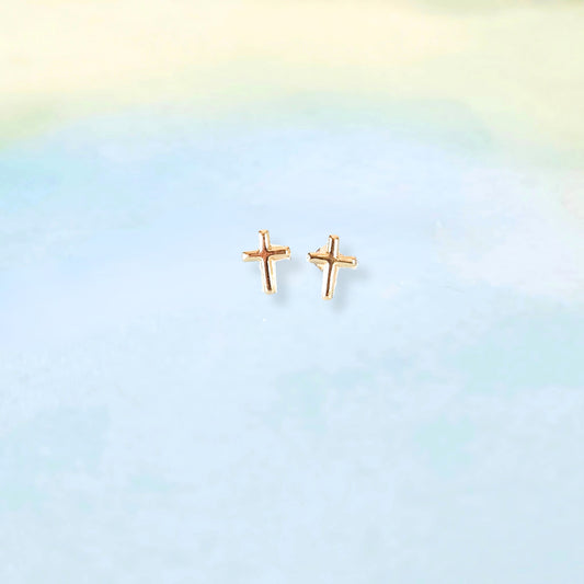 14k Cross Studs