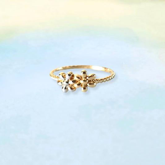 14k Double Daisy Ring