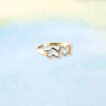 14k Three Hearts & Sparkle Ring