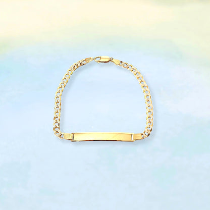 14k Solid ID Curb Bracelet (Custom)