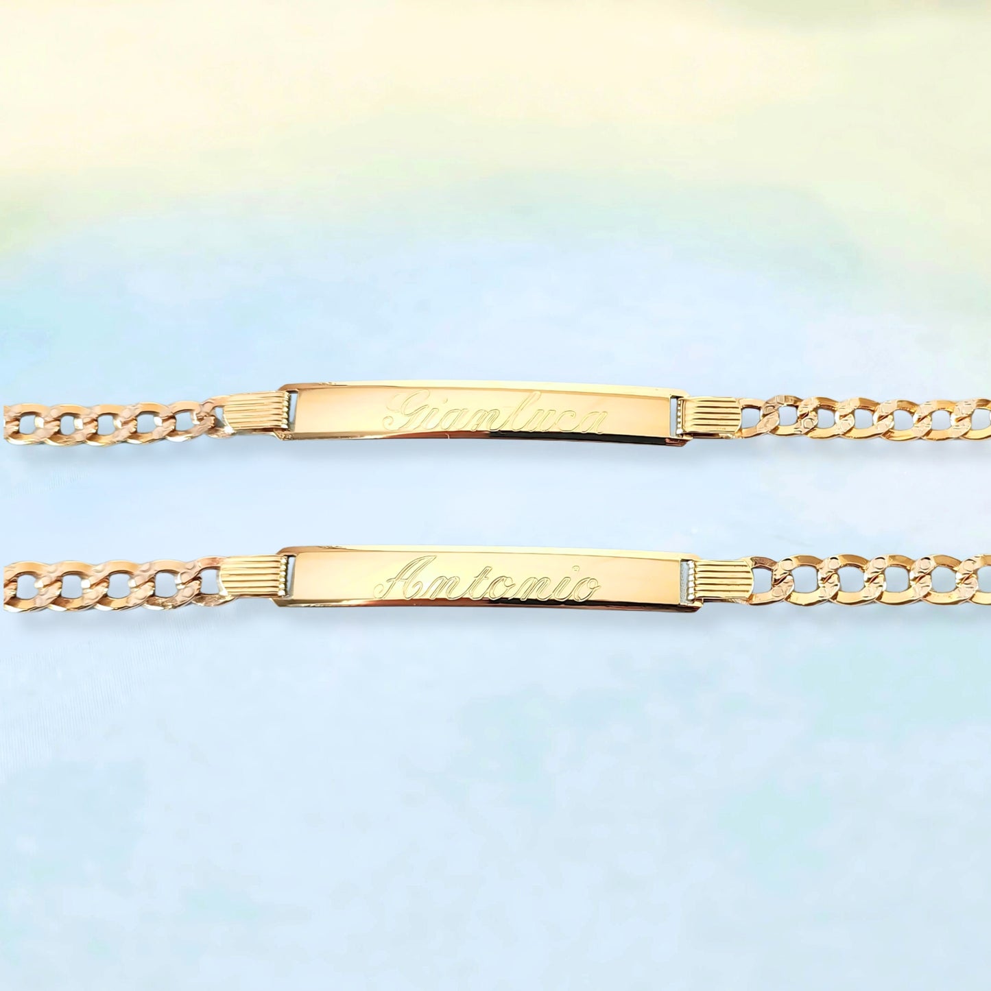 14k Solid ID Curb Bracelet (Custom)