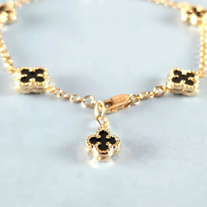 14k Onyx Clover Bracelet