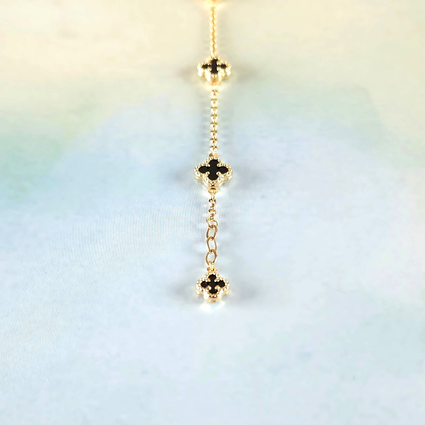 14k Onyx Clover Bracelet