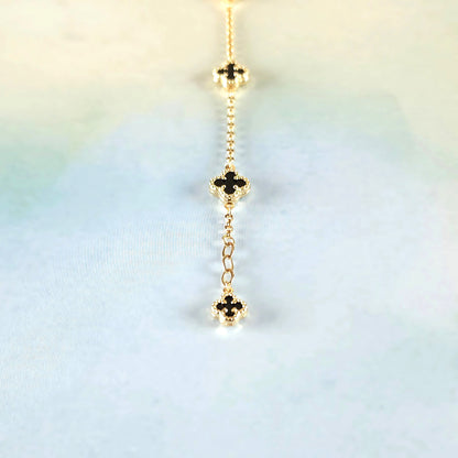 14k Onyx Clover Bracelet