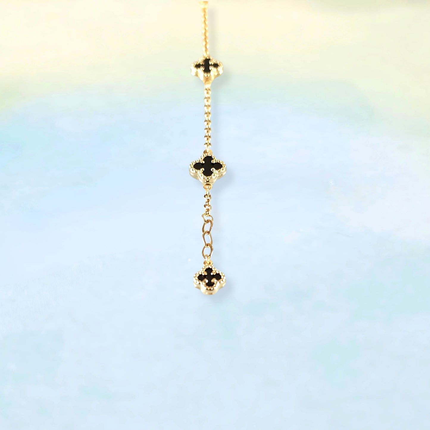 14k Onyx Clover Bracelet