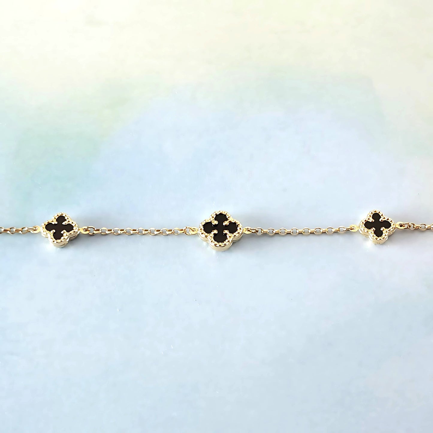 14k Onyx Clover Bracelet