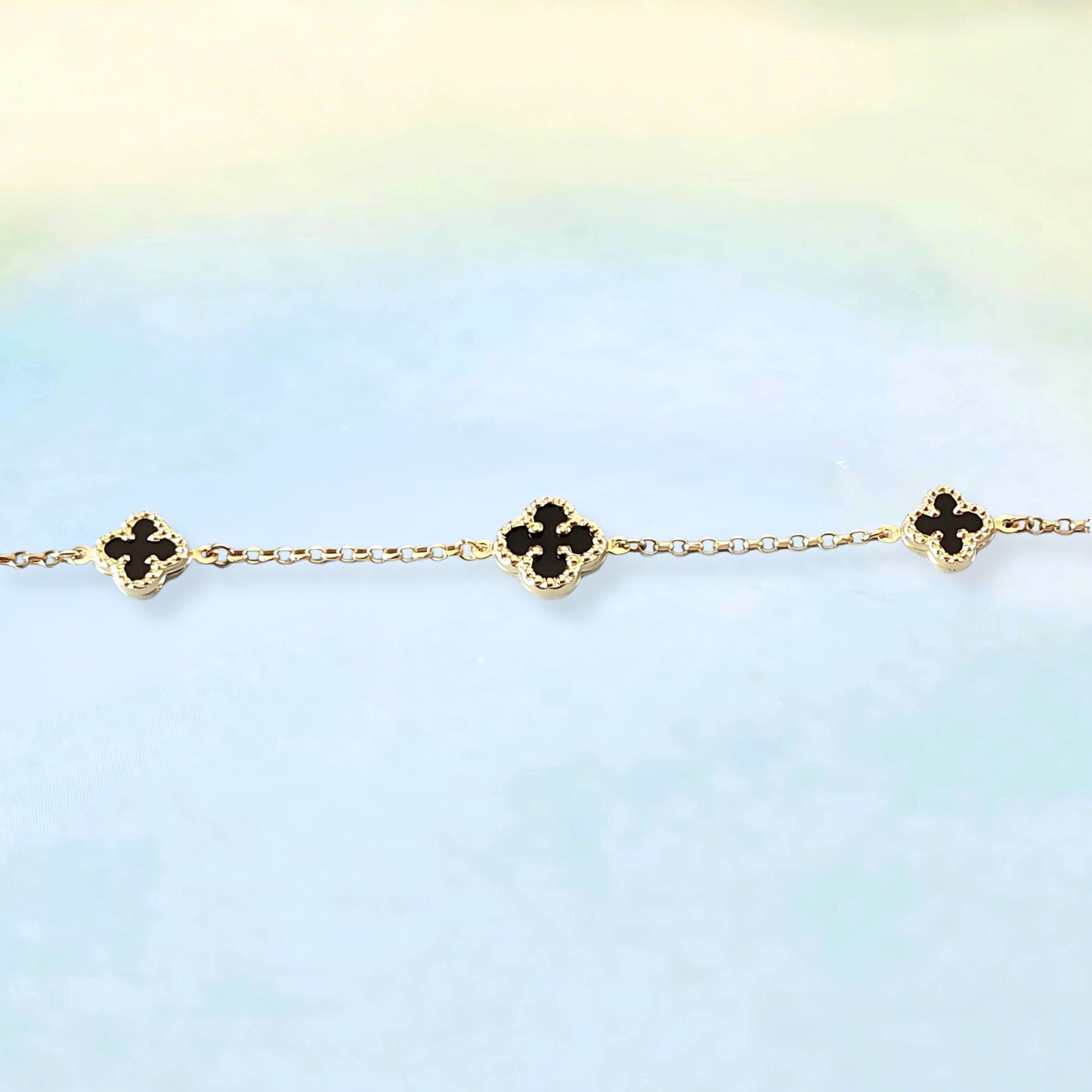14k Onyx Clover Bracelet