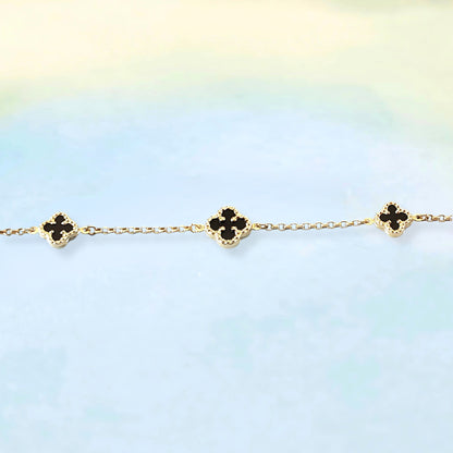 14k Onyx Clover Bracelet