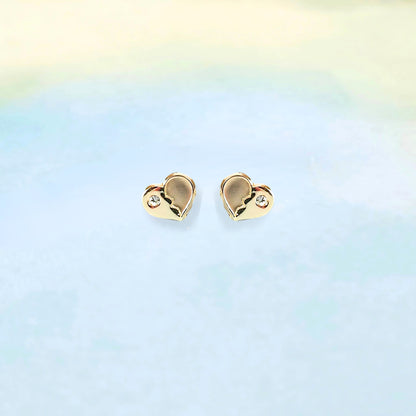 14k Broken Hearts Sparkle Stud