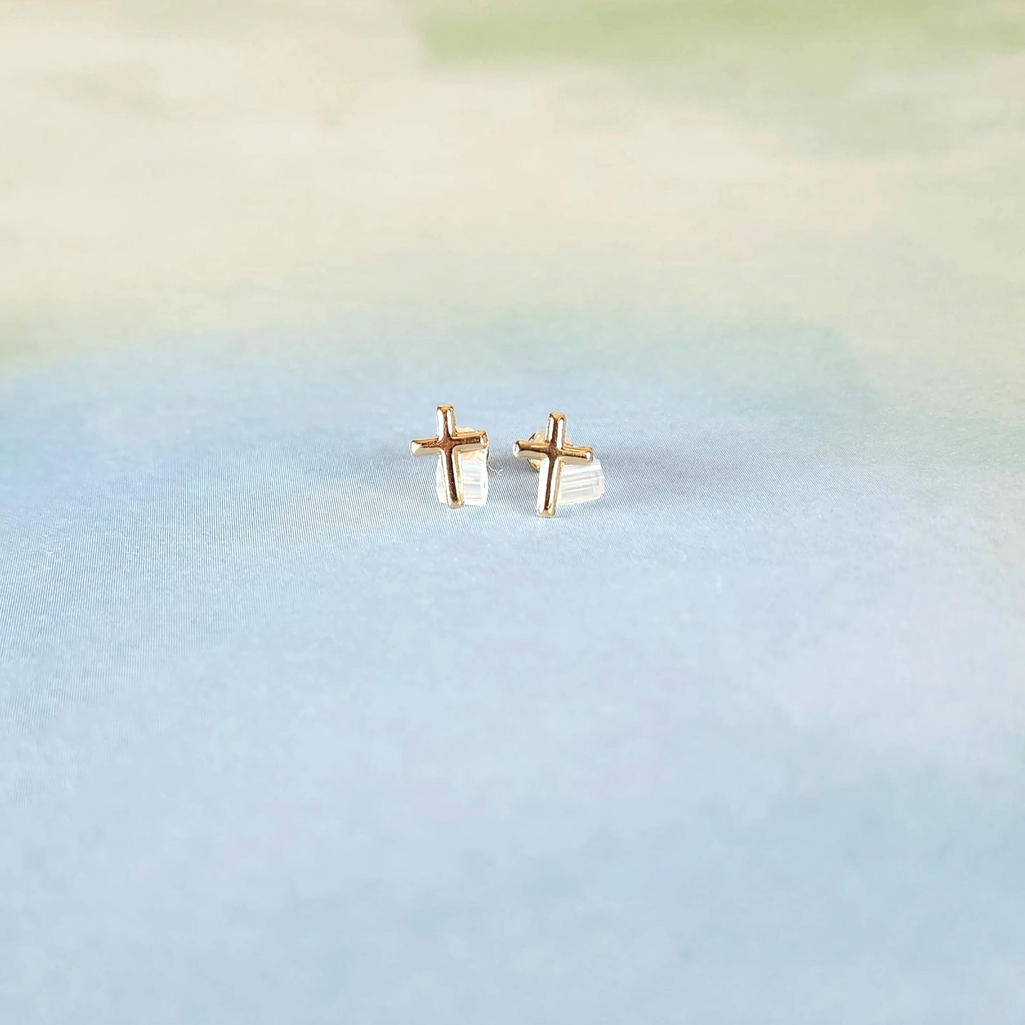 14k Cross Studs