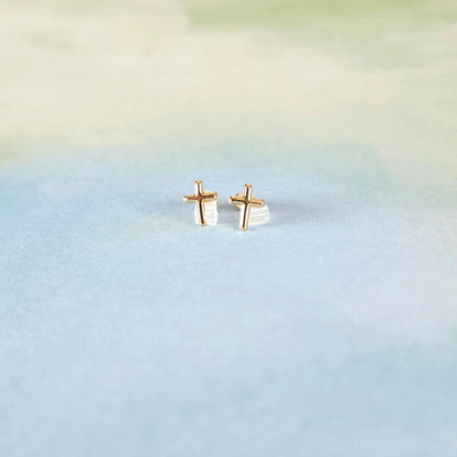 14k Cross Studs