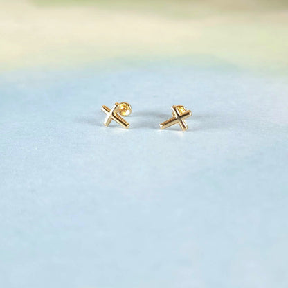 14k Cross Studs